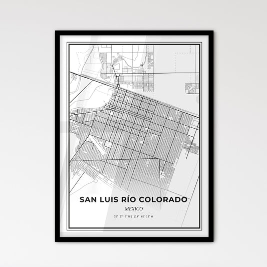 San Luis Río Colorado Mexico - Scandinavian Style City Map for Modern Home Decor