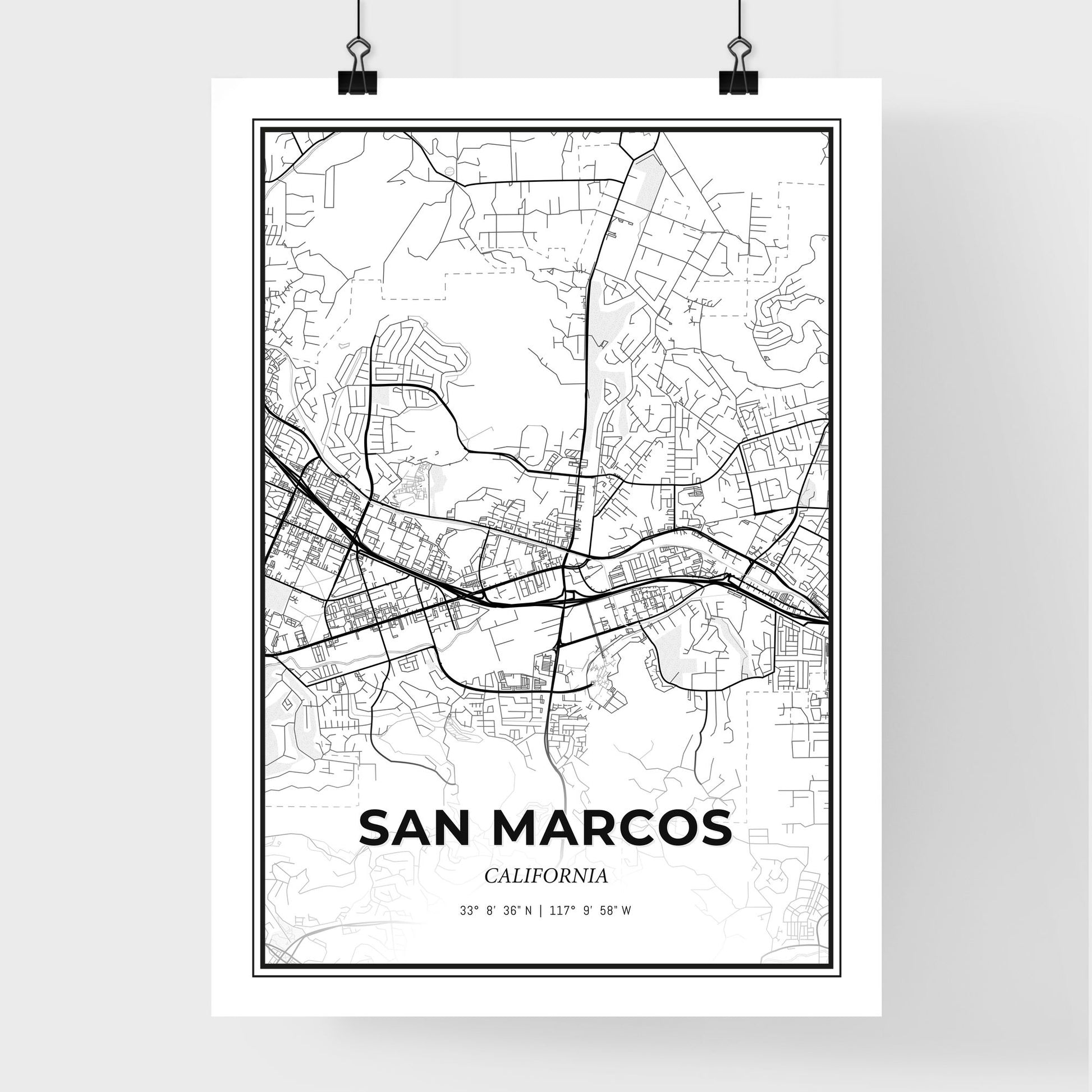 San Marcos California - Premium City Map Poster