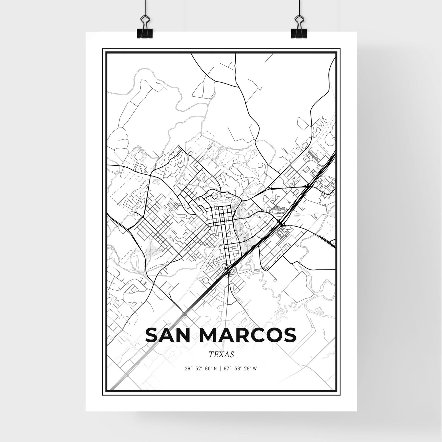 San Marcos Texas - Premium City Map Poster