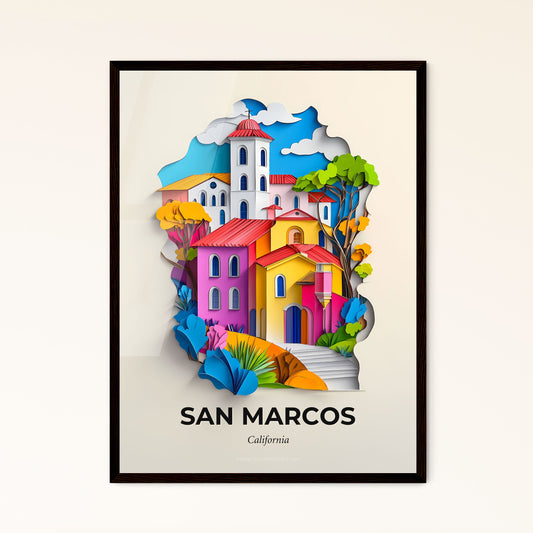 Vivid San Marcos, California - a colorful city with a church and trees