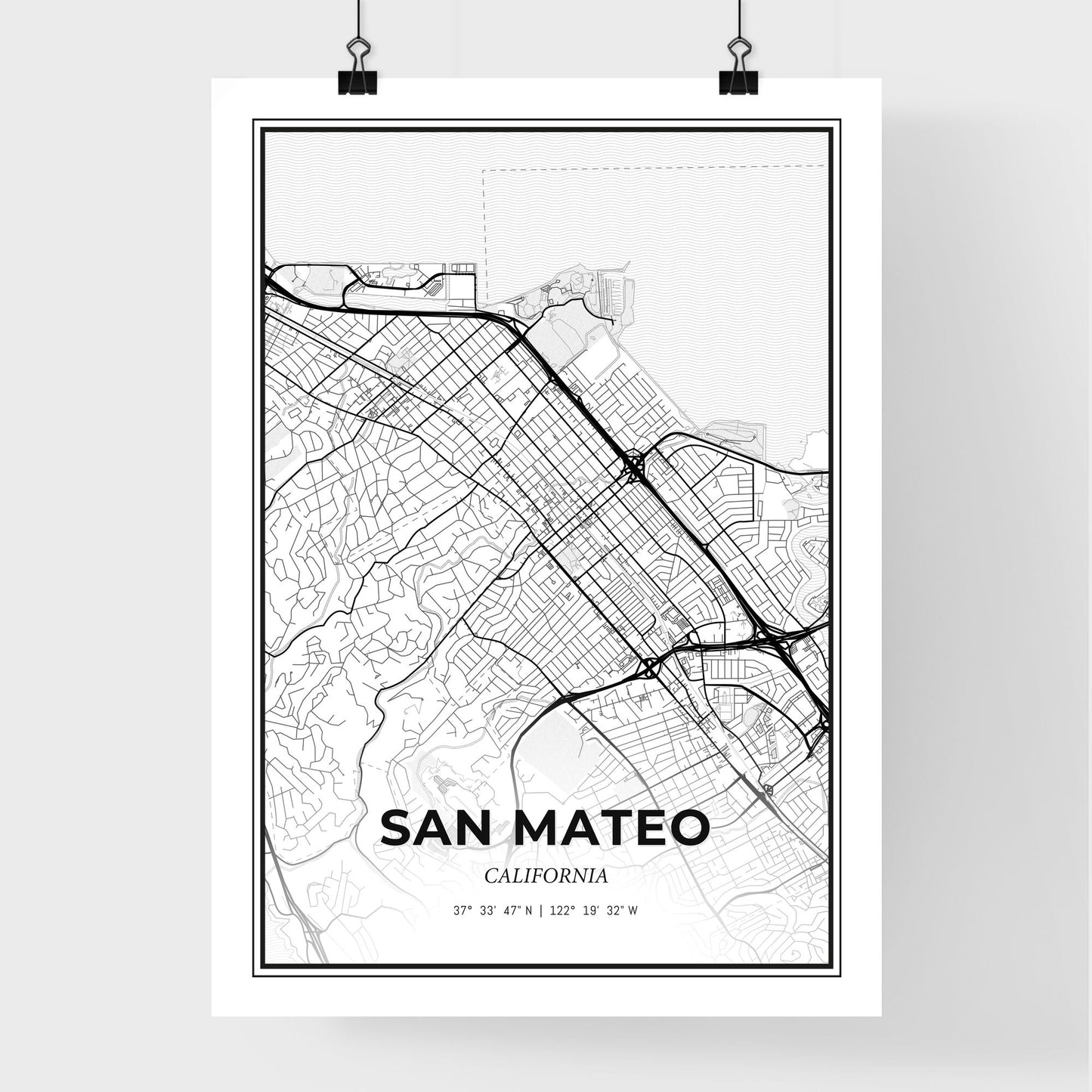 San Mateo California - Premium City Map Poster