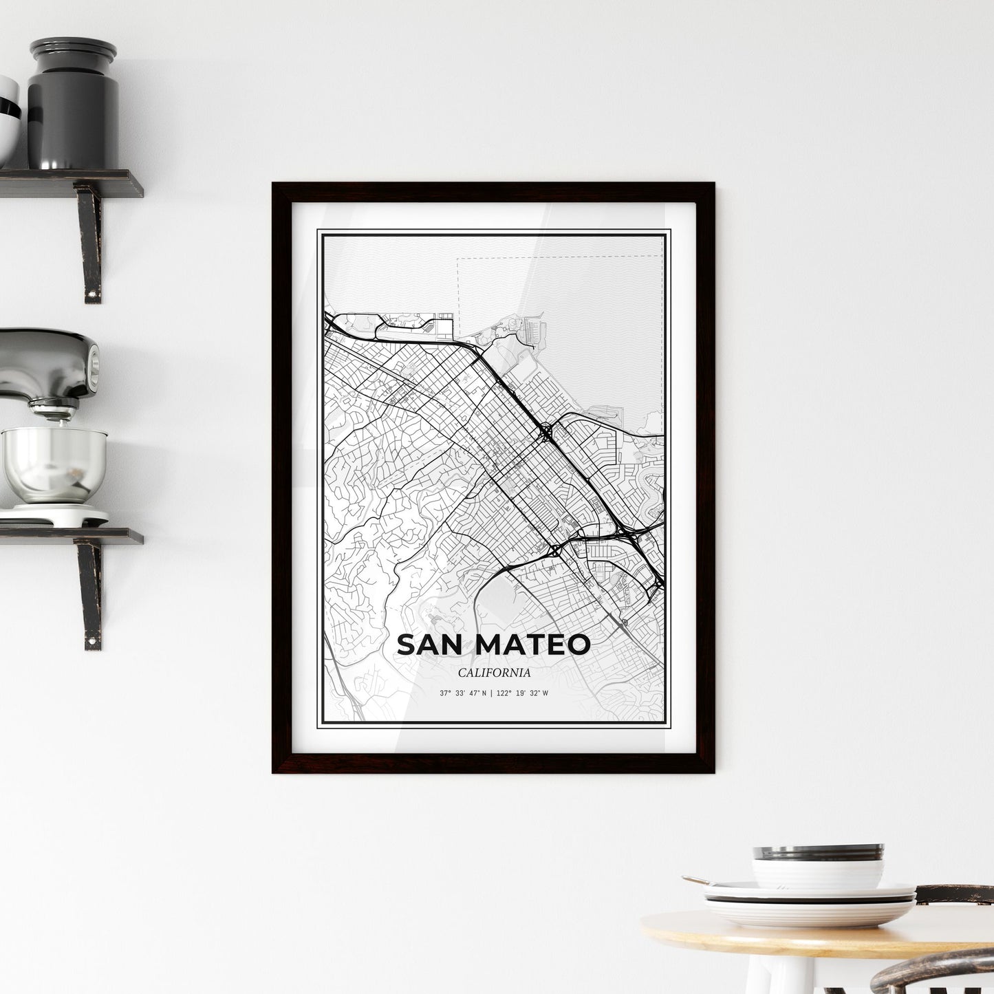 San Mateo California - Minimal City Map