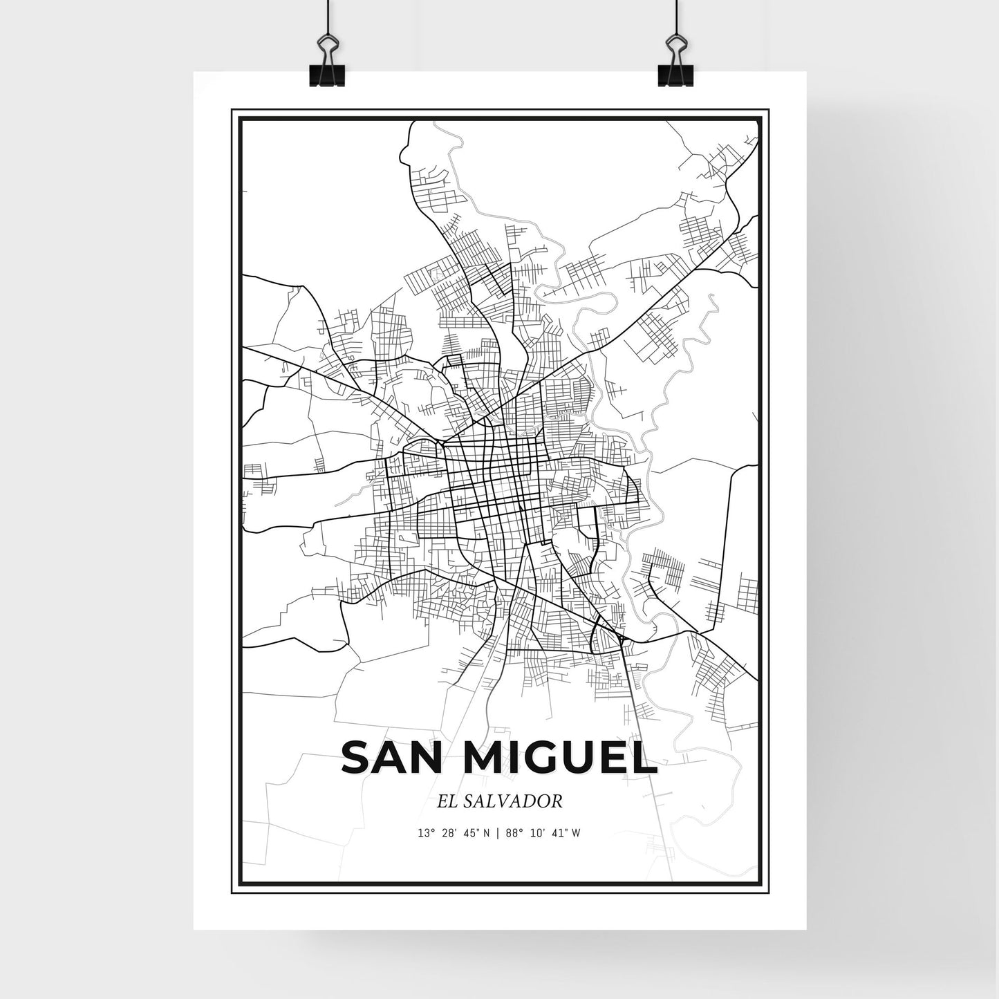 San Miguel El Salvador - Premium City Map Poster