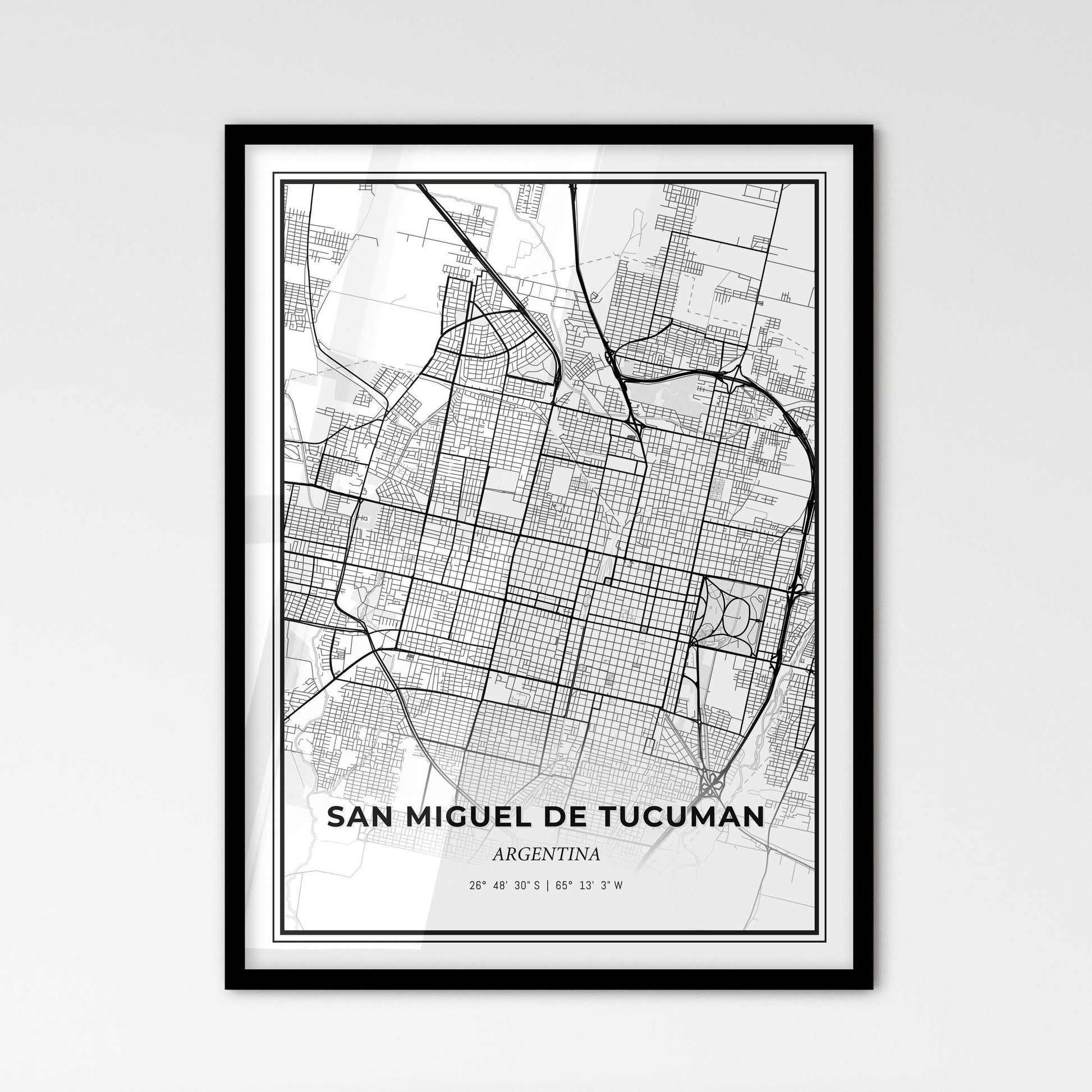 San Miguel de Tucuman Argentina - Scandinavian Style City Map for Modern Home Decor