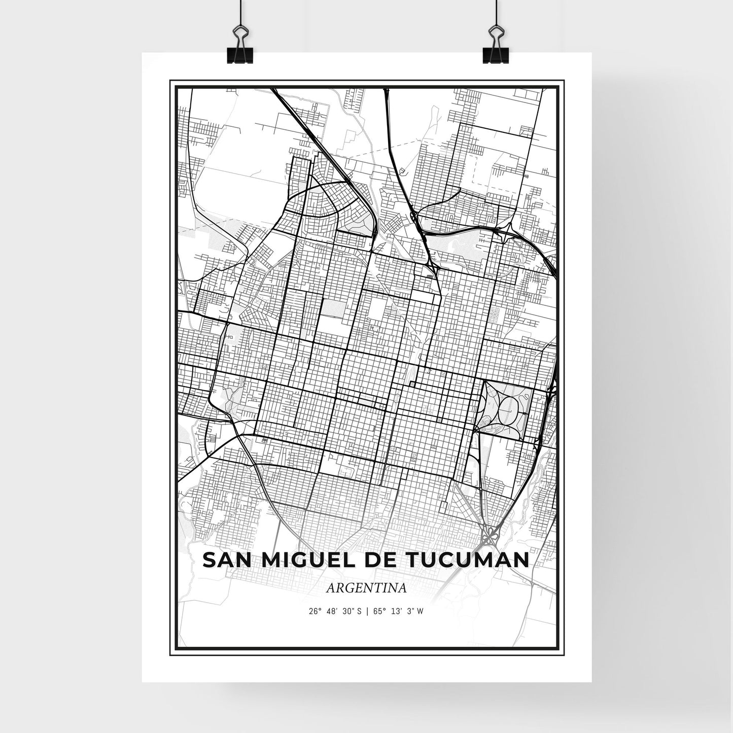 San Miguel de Tucuman Argentina - Premium City Map Poster