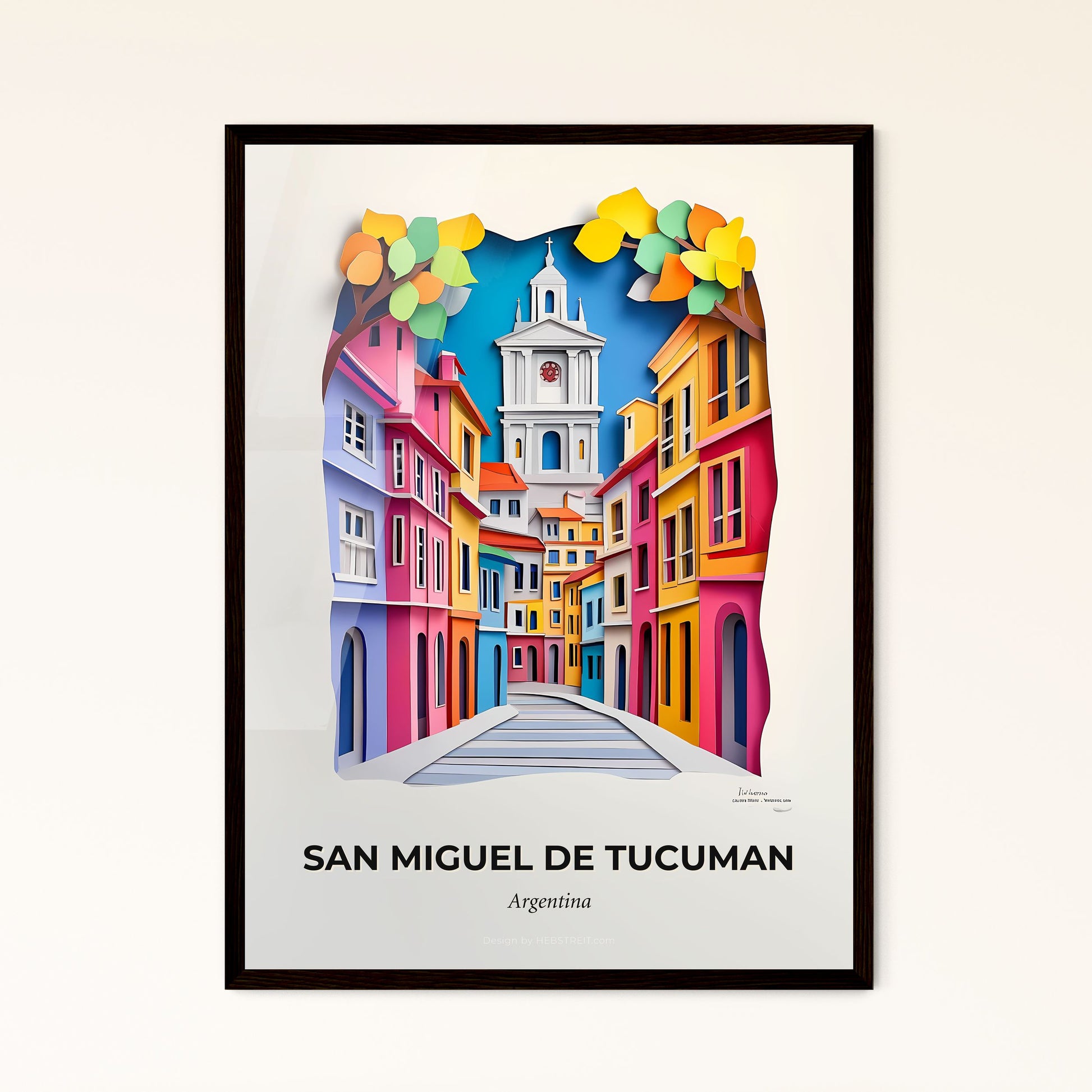 Vivid San Miguel de Tucuman, Argentina - a paper cut of a city with a clock tower