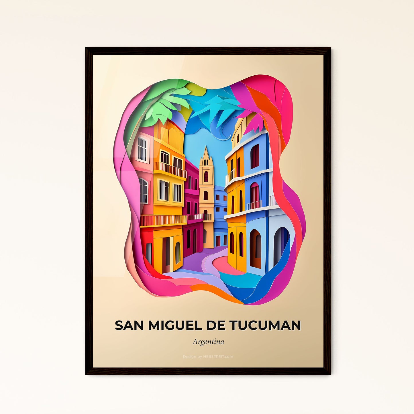 Vivid San Miguel de Tucuman, Argentina - a colorful city with a palm tree in the middle