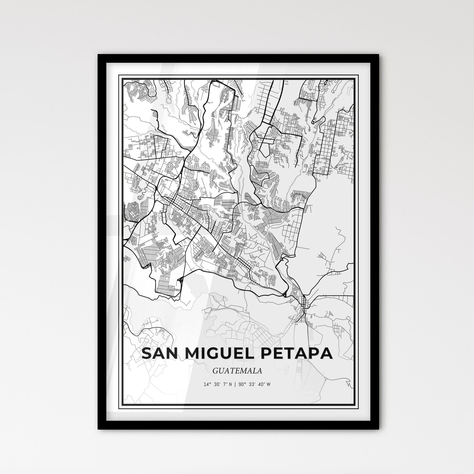 San Miguel Petapa Guatemala - Scandinavian Style City Map for Modern Home Decor