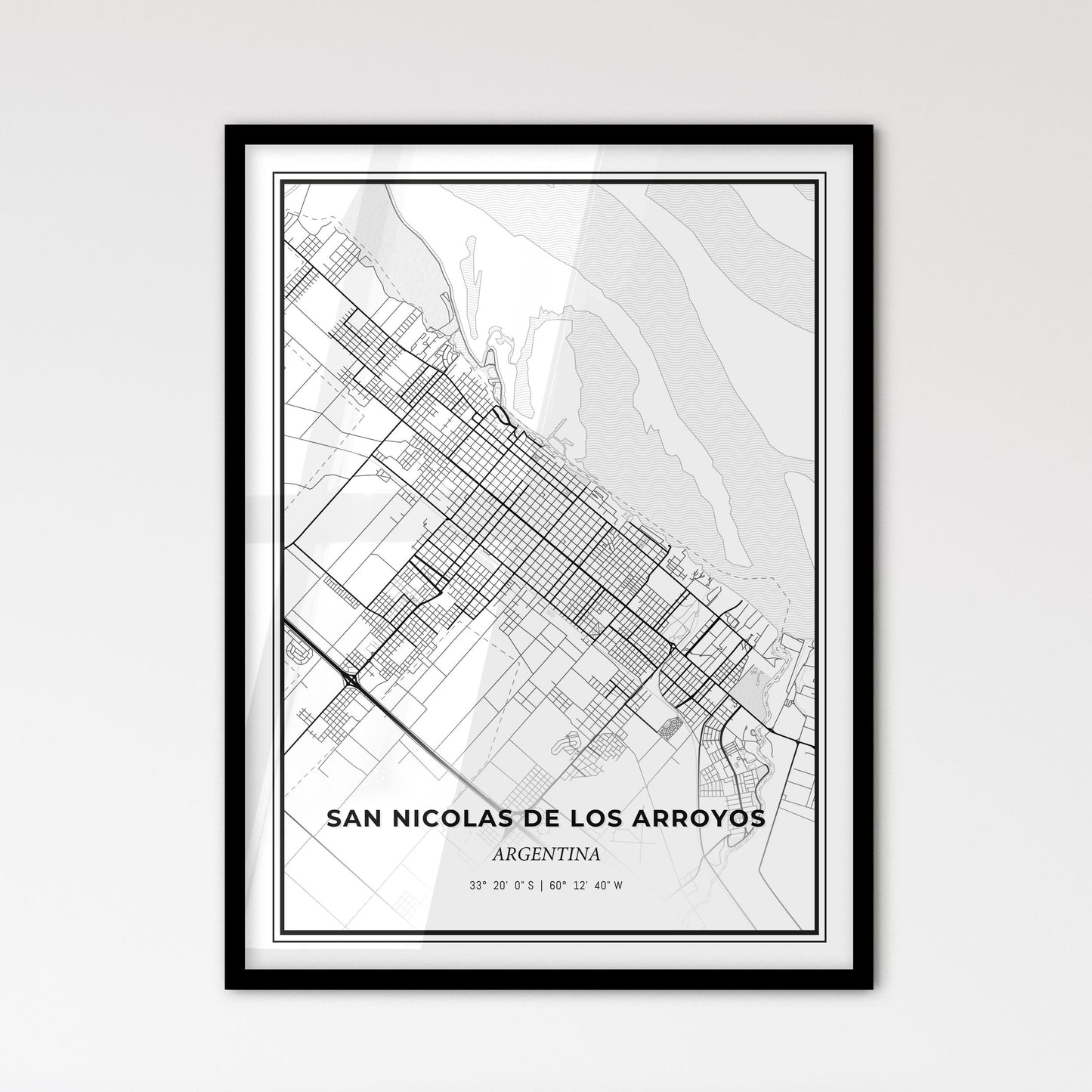 San Nicolas de los Arroyos Argentina - Scandinavian Style City Map for Modern Home Decor