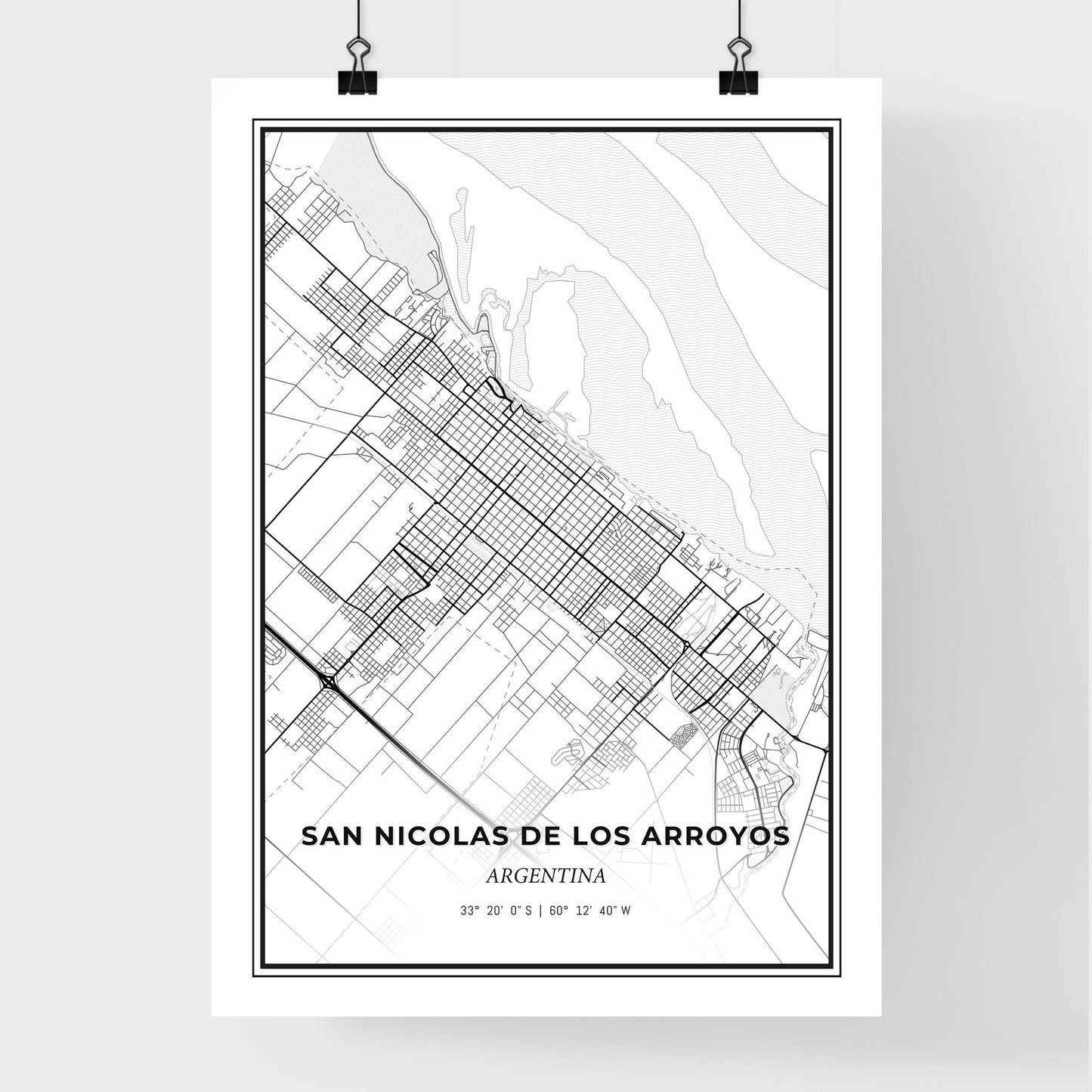 San Nicolas de los Arroyos Argentina - Premium City Map Poster