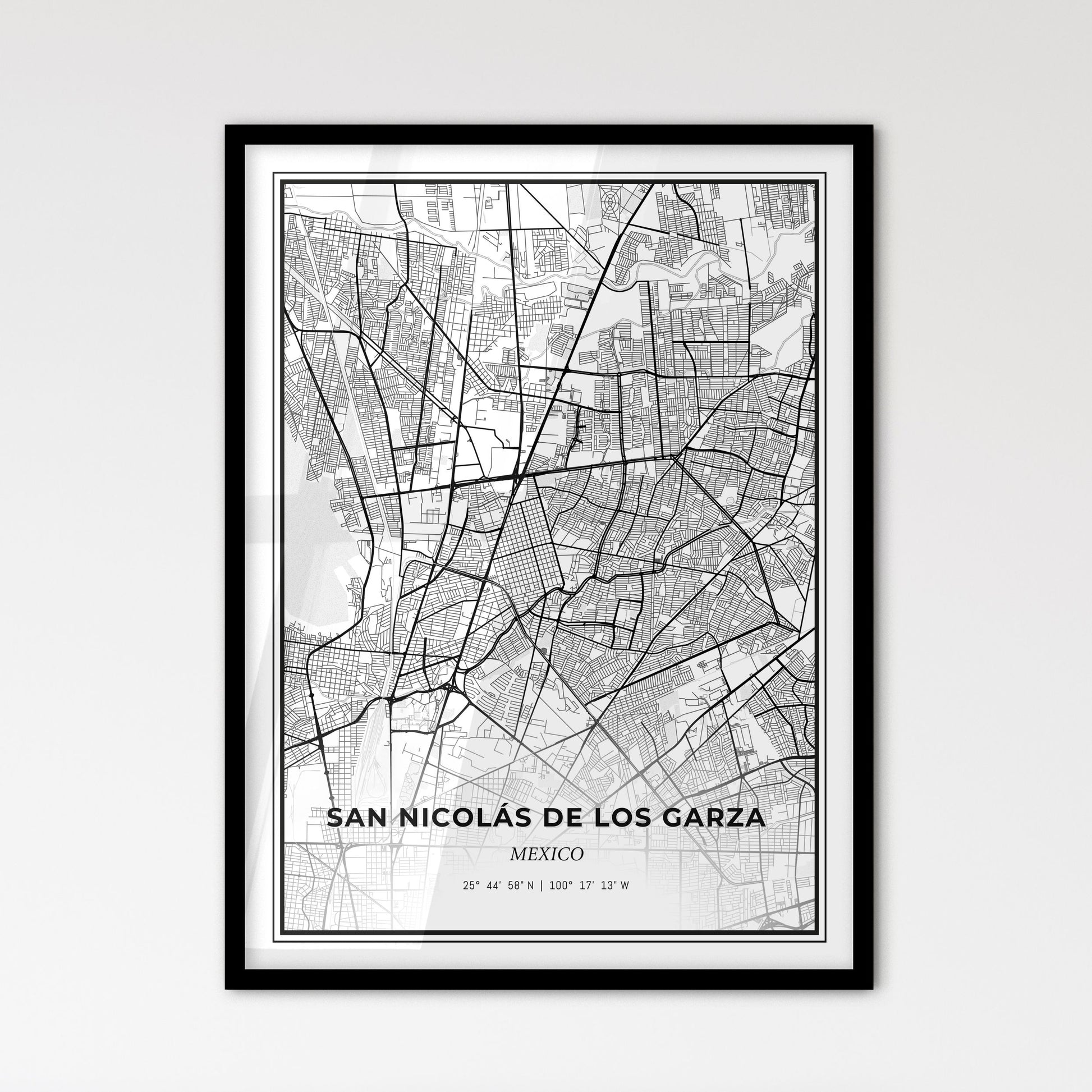 San Nicolás de los Garza Mexico - Scandinavian Style City Map for Modern Home Decor