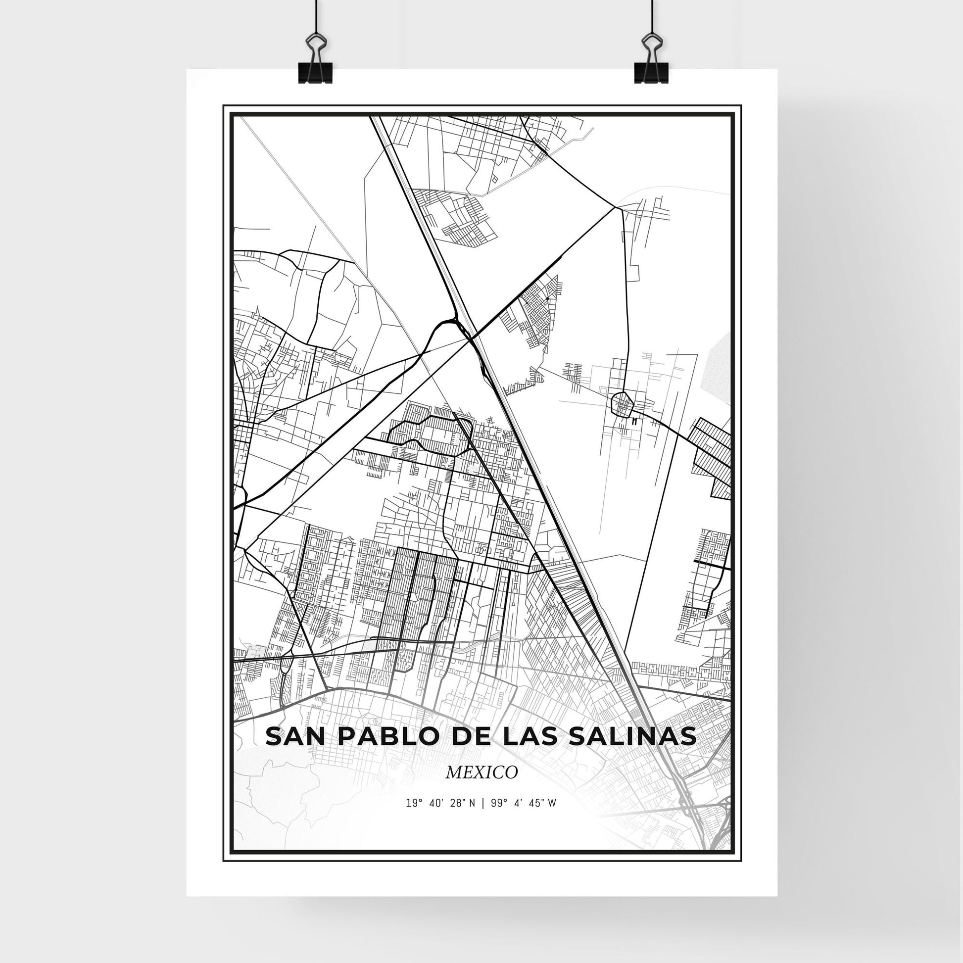 San Pablo de las Salinas Mexico - Premium City Map Poster