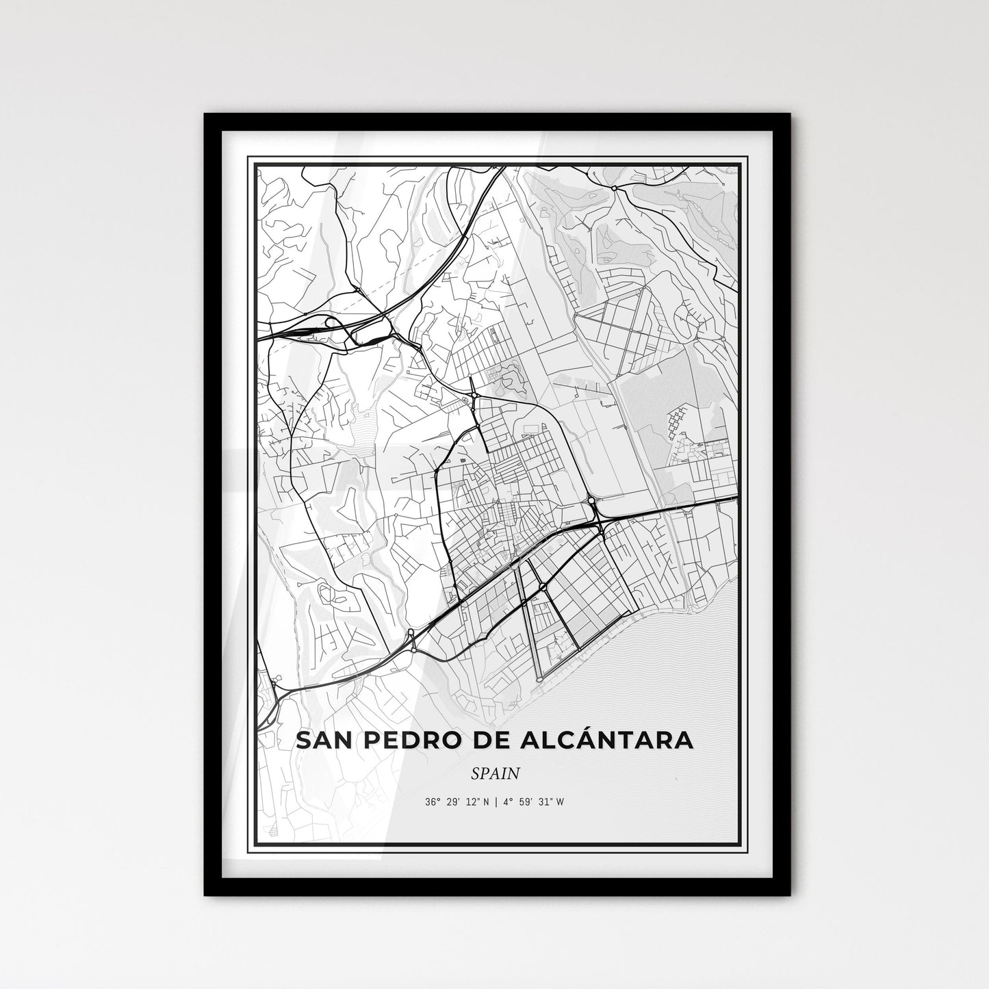 San Pedro de Alcántara Spain - Scandinavian Style City Map for Modern Home Decor