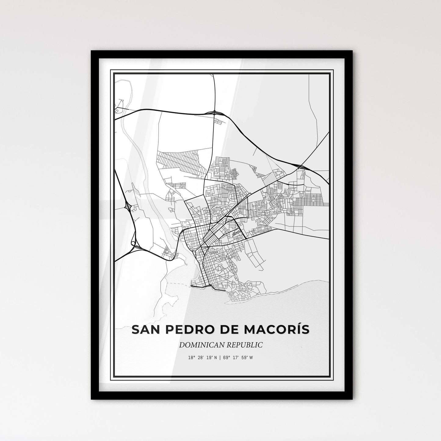 San Pedro de Macorís Dominican Republic - Scandinavian Style City Map for Modern Home Decor