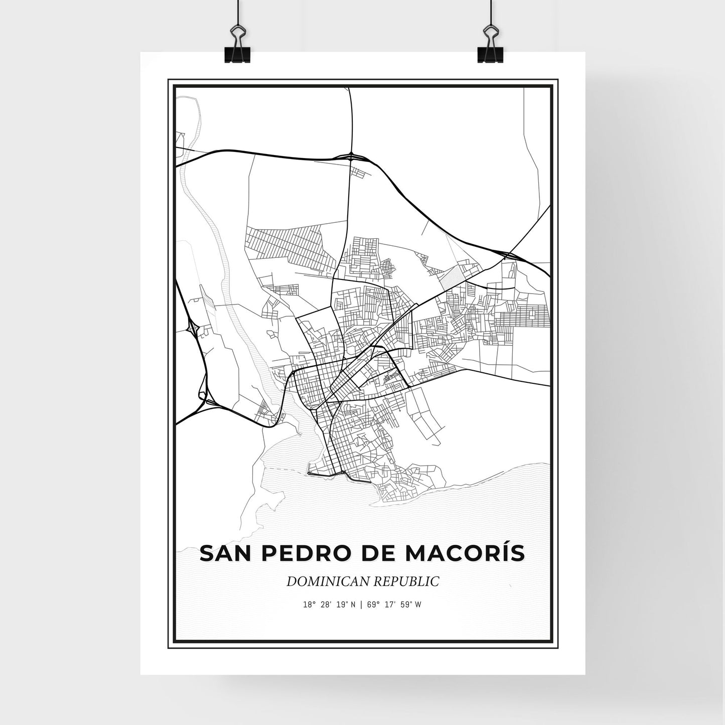 San Pedro de Macorís Dominican Republic - Premium City Map Poster