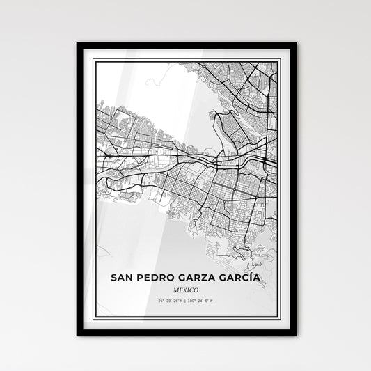 San Pedro Garza García Mexico - Scandinavian Style City Map for Modern Home Decor