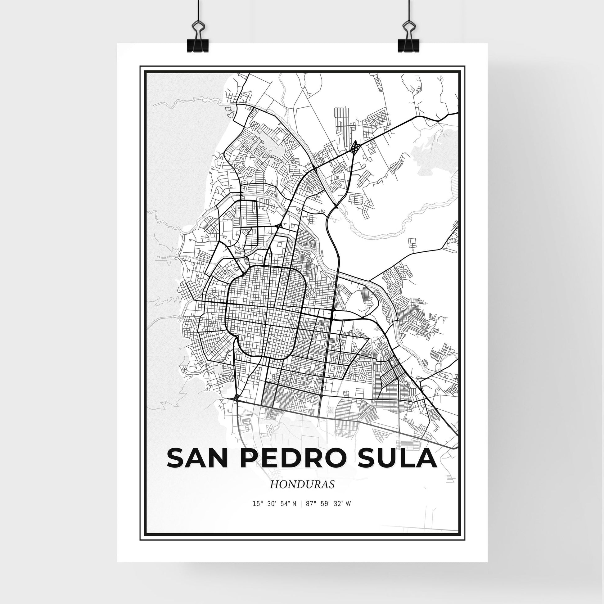 San Pedro Sula Honduras - Premium City Map Poster