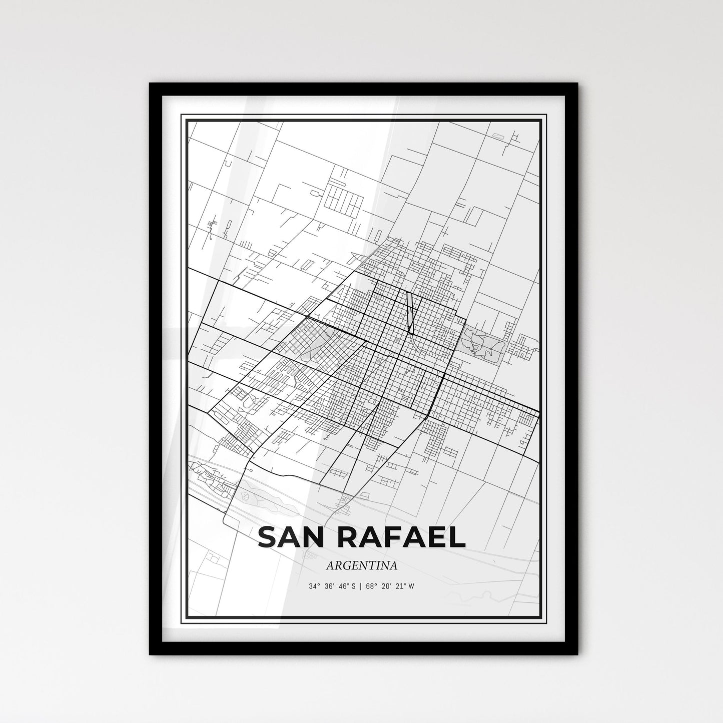 San Rafael Argentina - Scandinavian Style City Map for Modern Home Decor