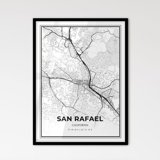 San Rafael California - Scandinavian Style City Map for Modern Home Decor