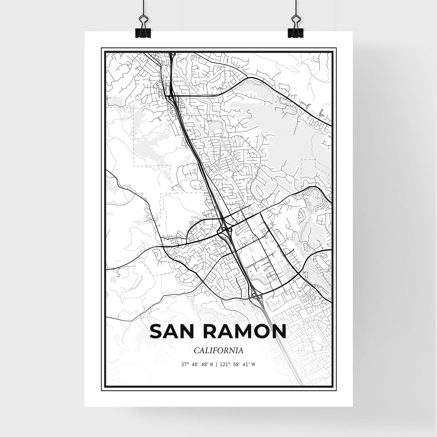 San Ramon California - Premium City Map Poster