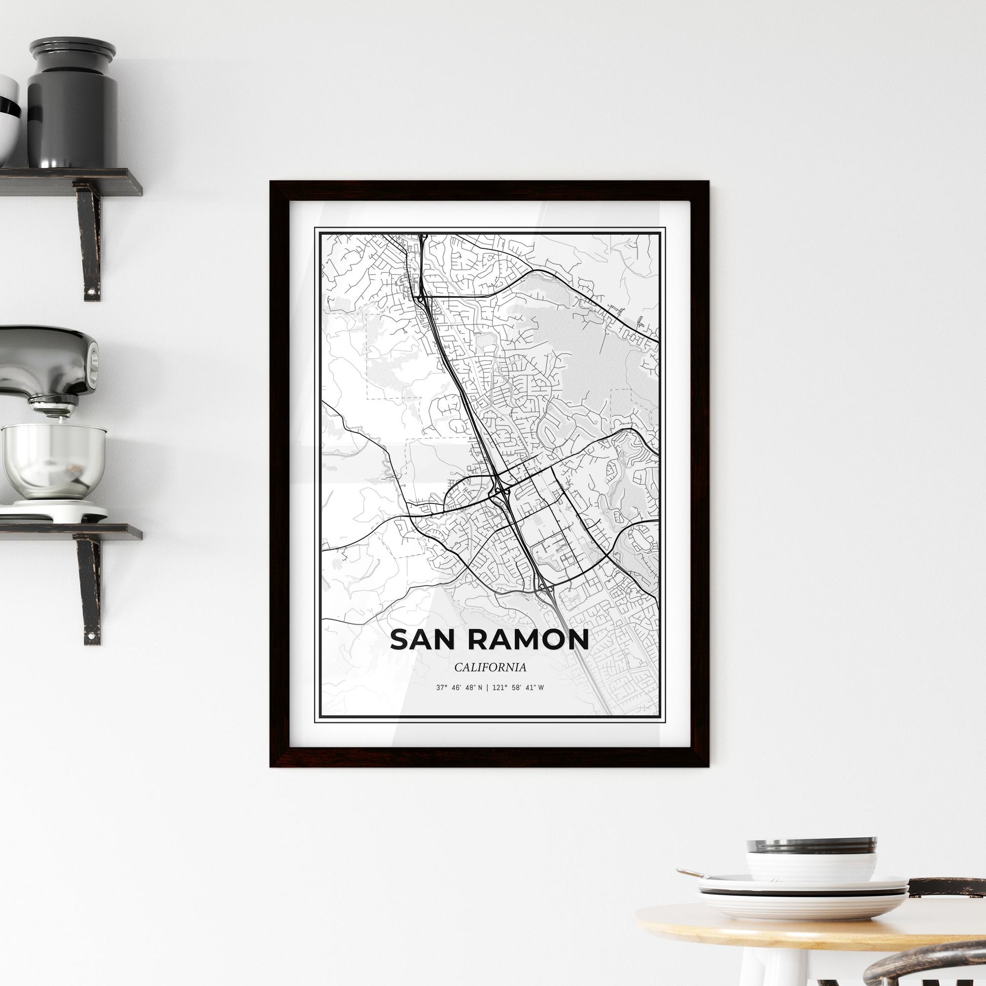 San Ramon California - Minimal City Map