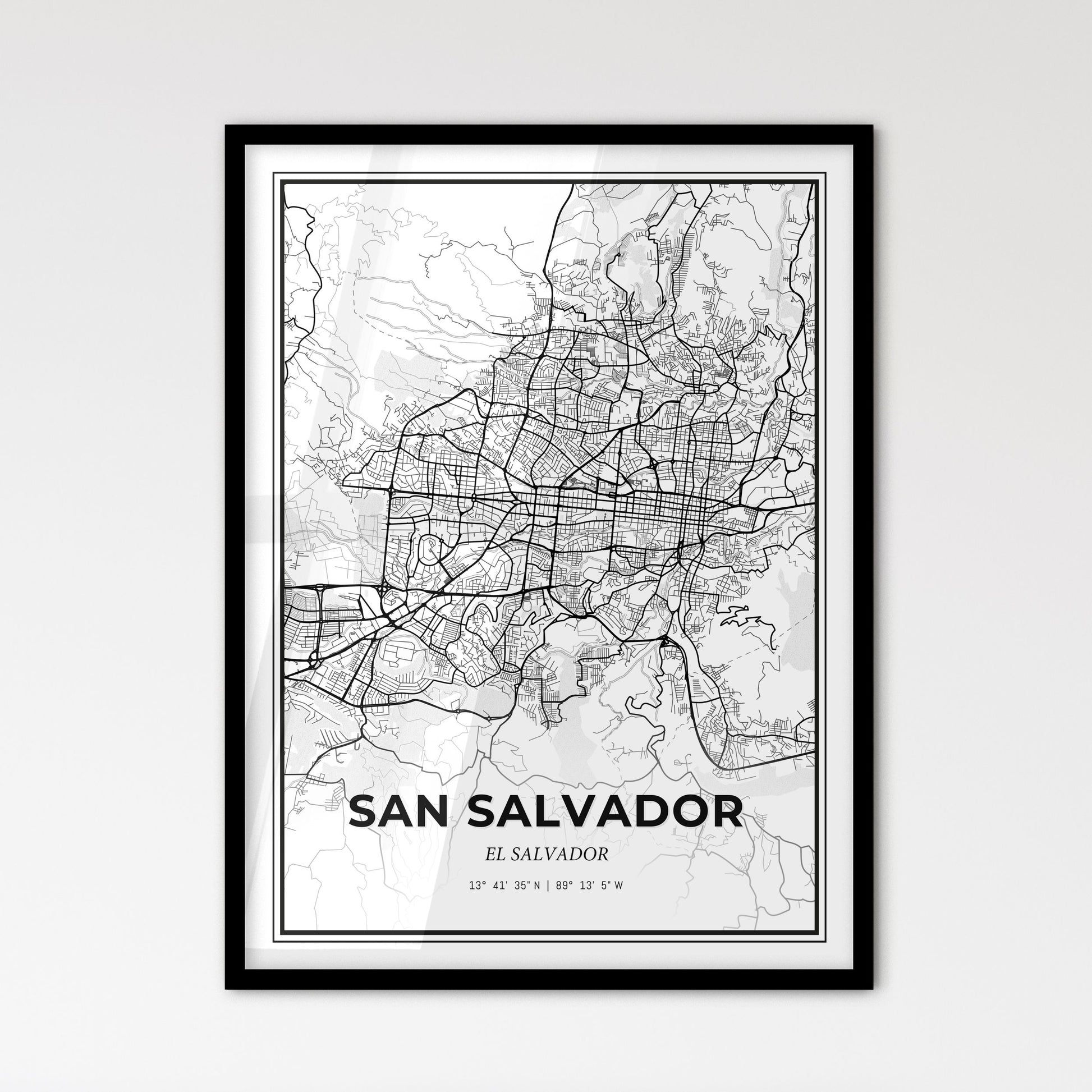 San Salvador El Salvador - Scandinavian Style City Map for Modern Home Decor