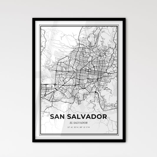 San Salvador El Salvador - Scandinavian Style City Map for Modern Home Decor