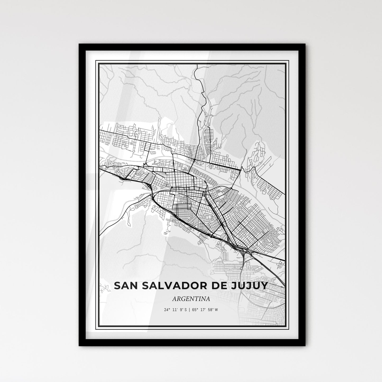 San Salvador de Jujuy Argentina - Scandinavian Style City Map for Modern Home Decor