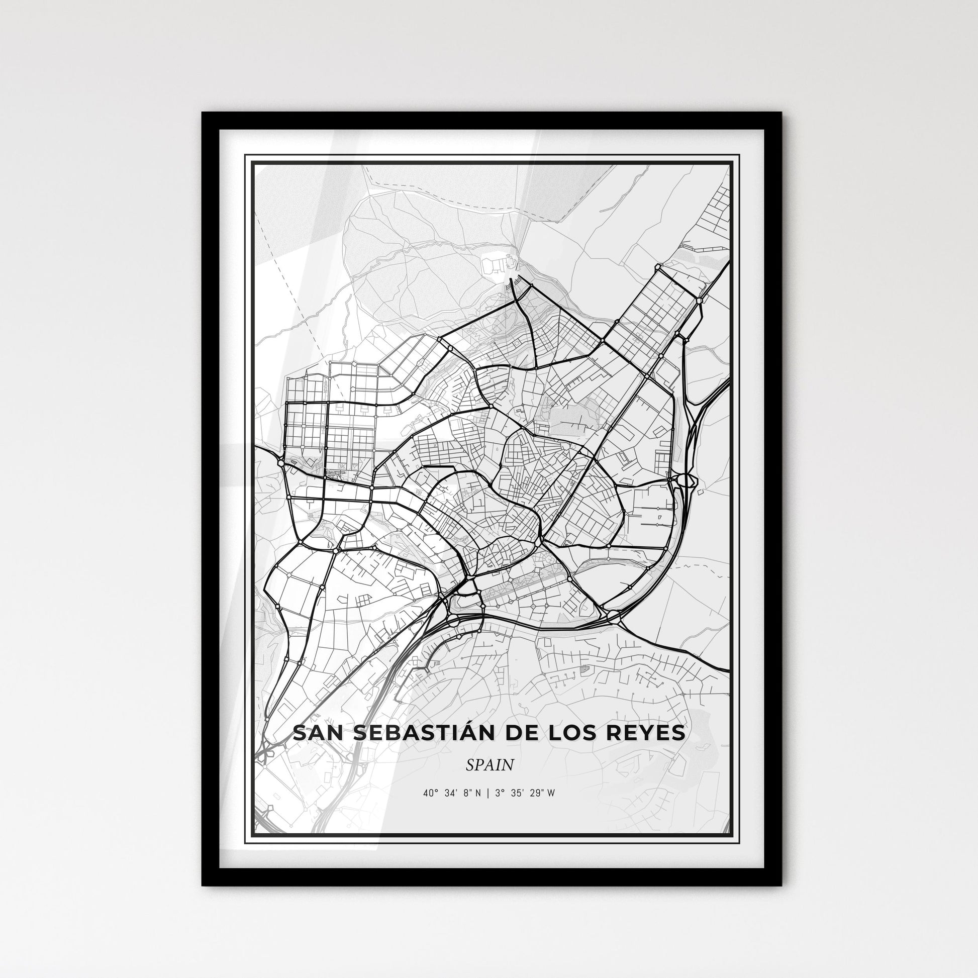 San Sebastián de los Reyes Spain - Scandinavian Style City Map for Modern Home Decor