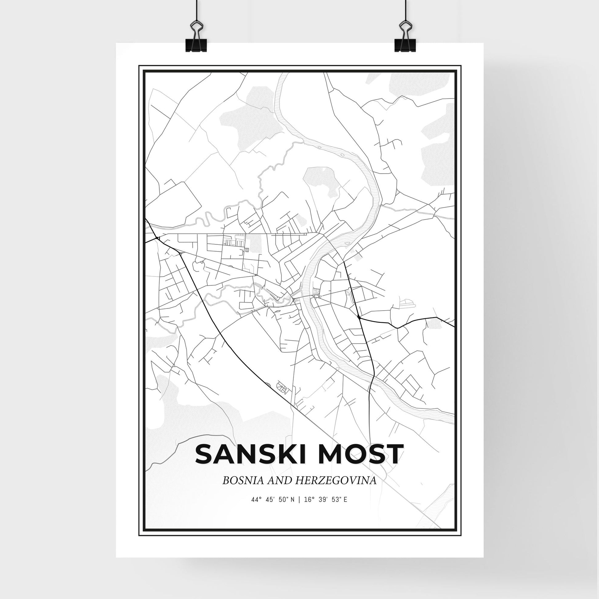 Sanski Most Bosnia and Herzegovina - Premium City Map Poster