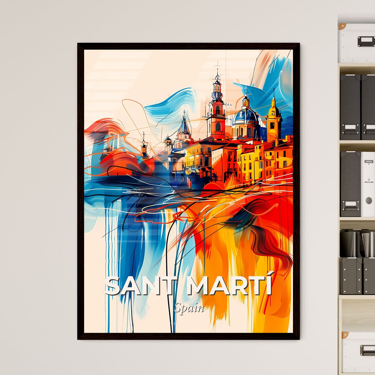 Vibrant Sant Martí, Spain - A Colorful Painting Of A City