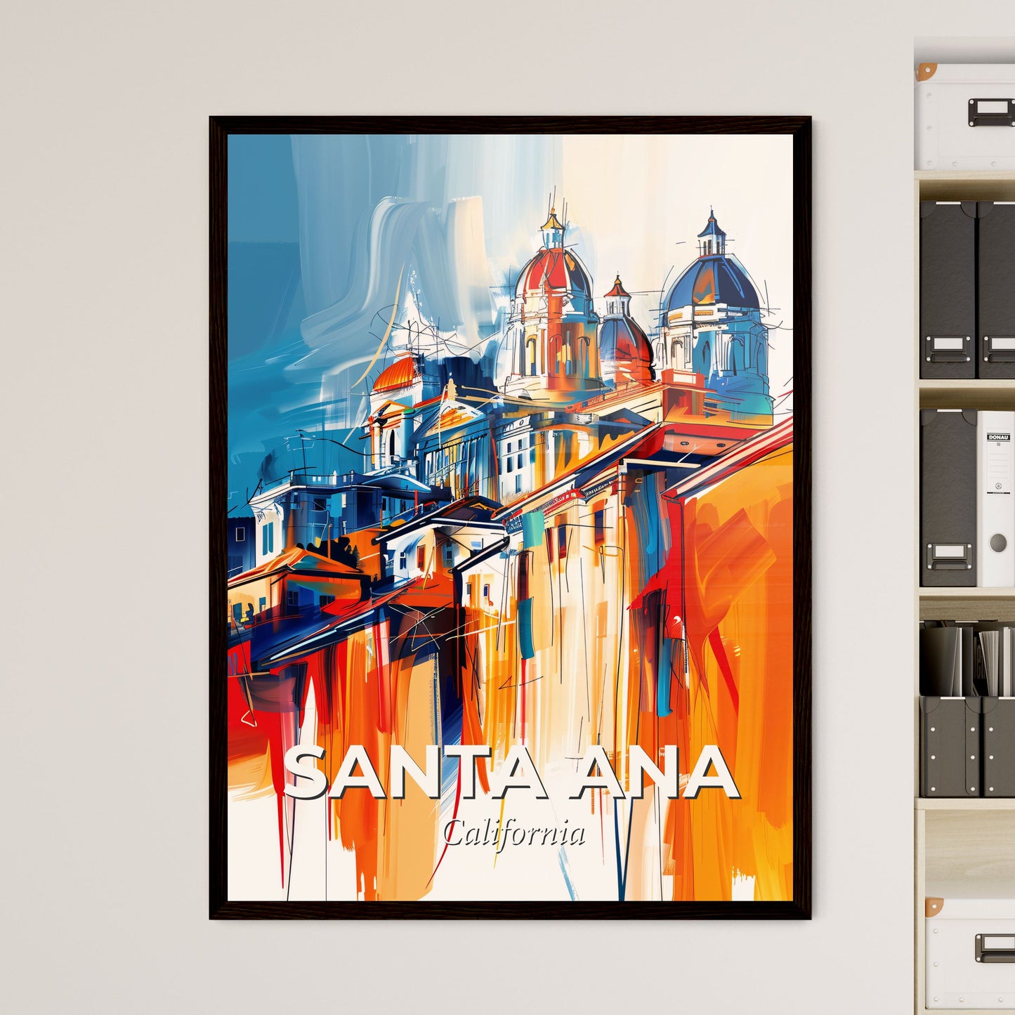 Vibrant Santa Ana, California - A Painting Of A Building With Domes