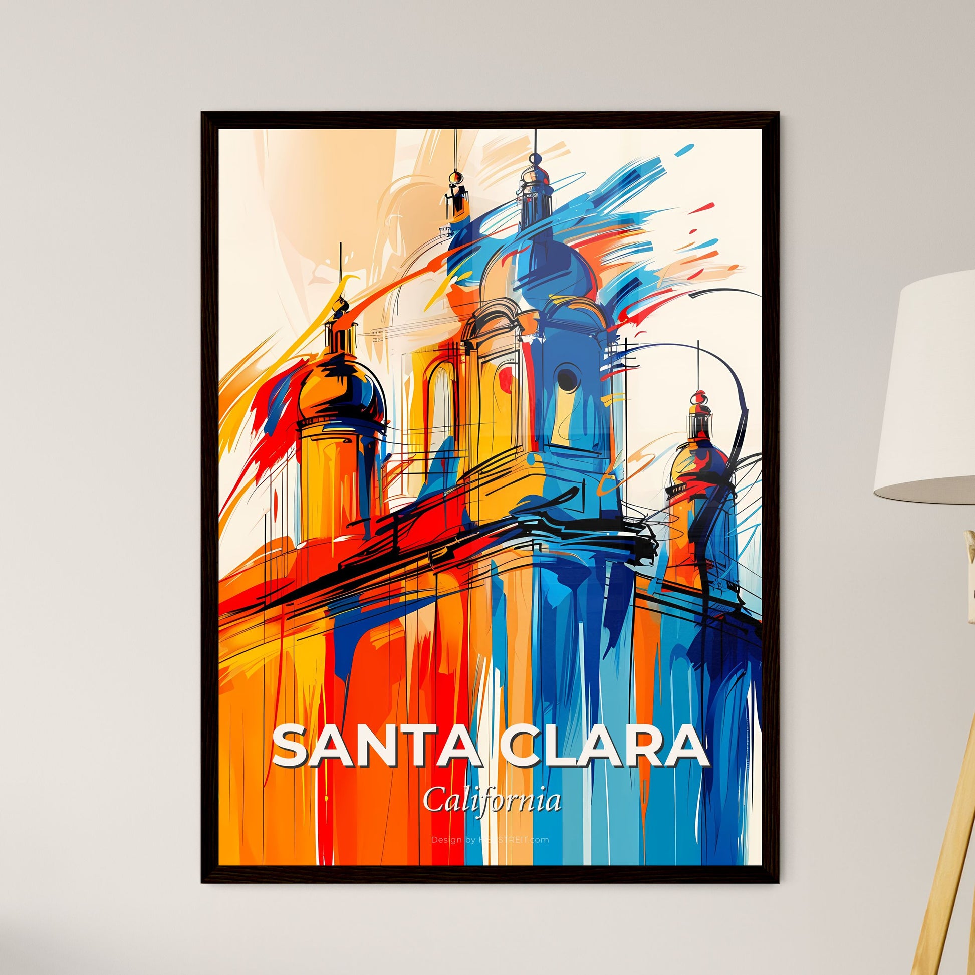 Vibrant Santa Clara, California - A Colorful Painting Of A Building