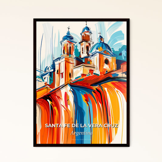 Vibrant Santa Fe De La Vera Cruz, Argentina - A Colorful Painting Of A Building With A Waterfall