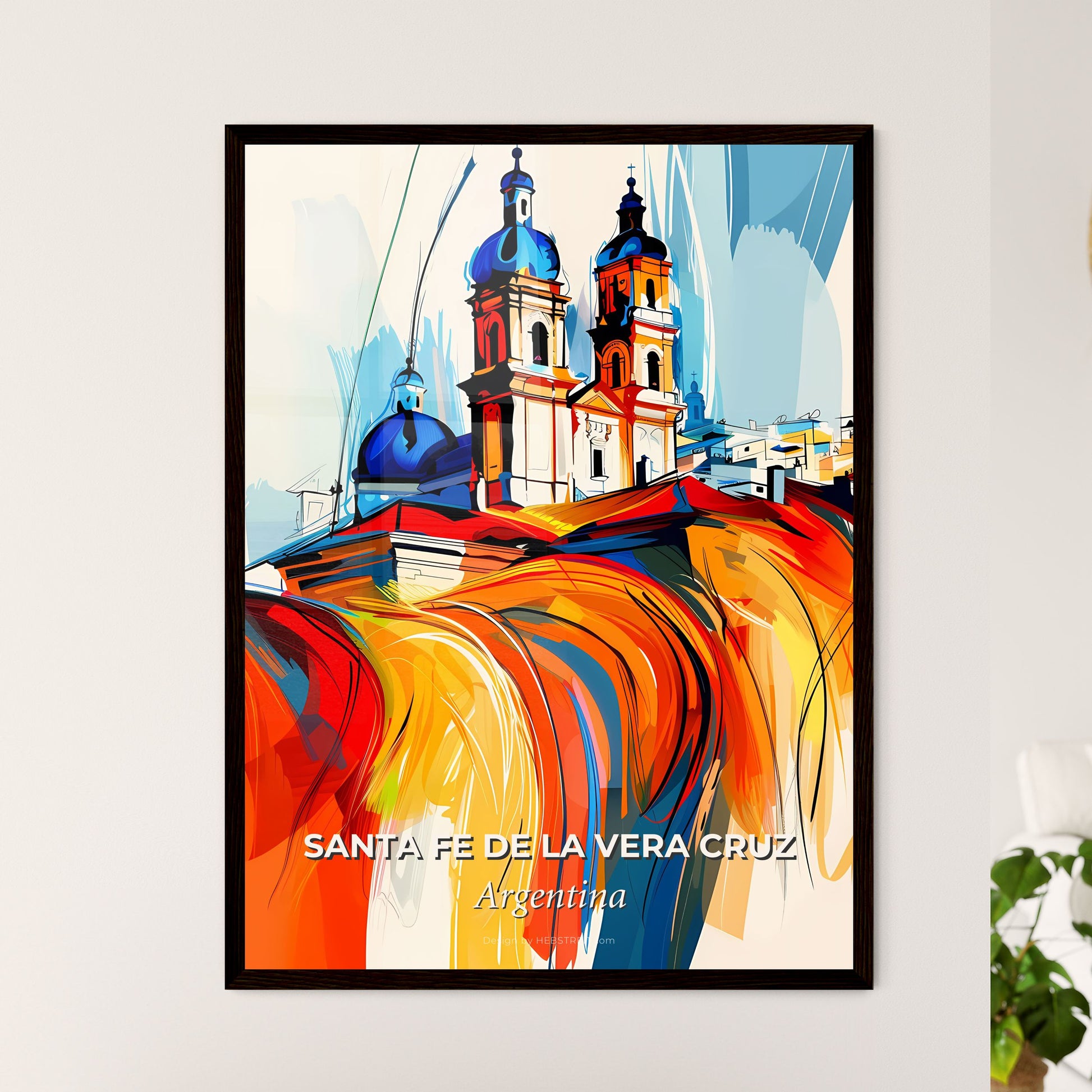 Vibrant Santa Fe De La Vera Cruz, Argentina - A Painting Of A Building With Blue Domes