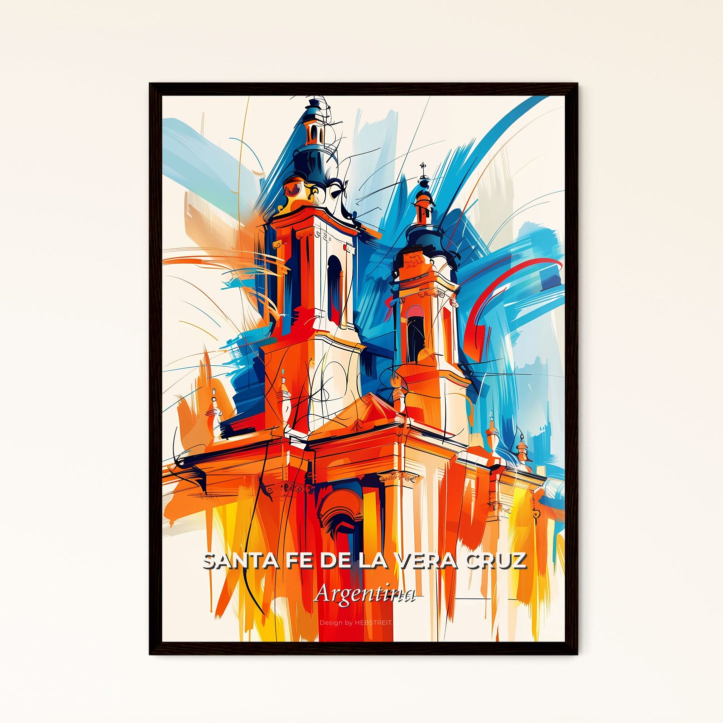 Vibrant Santa Fe De La Vera Cruz, Argentina - A Painting Of A Building With Towers