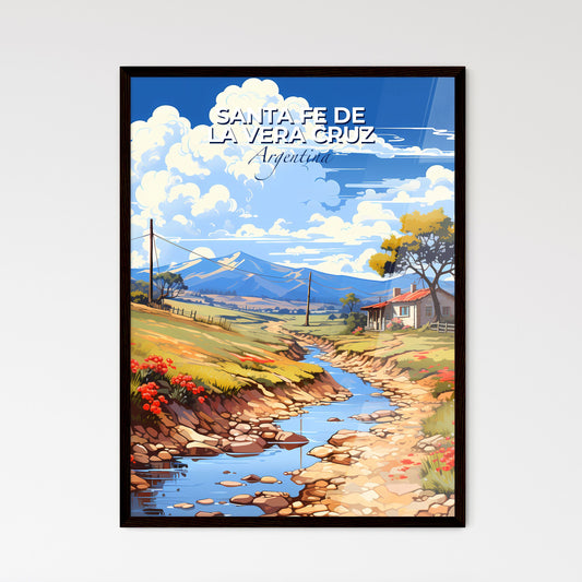 Vibrant Painting of Santa Fe de la Vera Cruz Argentina River Valley Skyline with House and Mountains Default Title