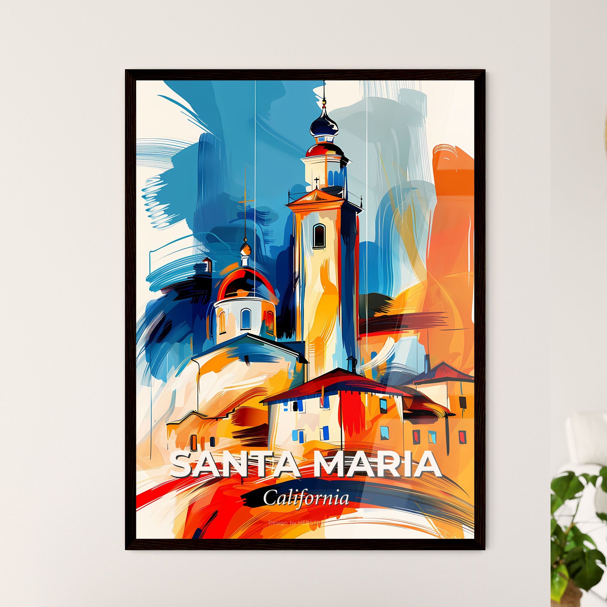 Vibrant Santa Maria, California - A Painting Of A Building