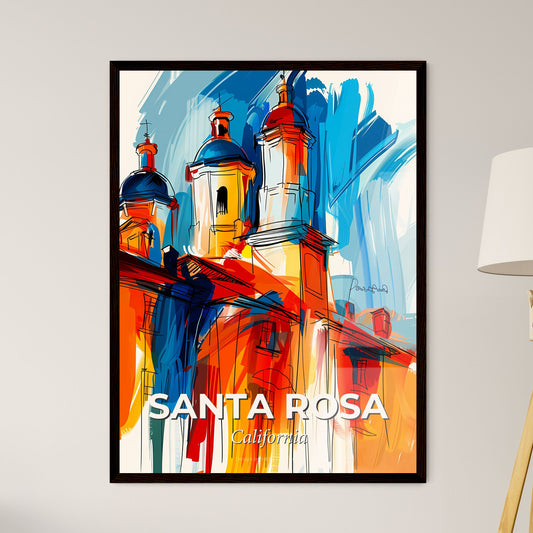 Vibrant Santa Rosa, California - A Painting Of A Building With A Colorful Background