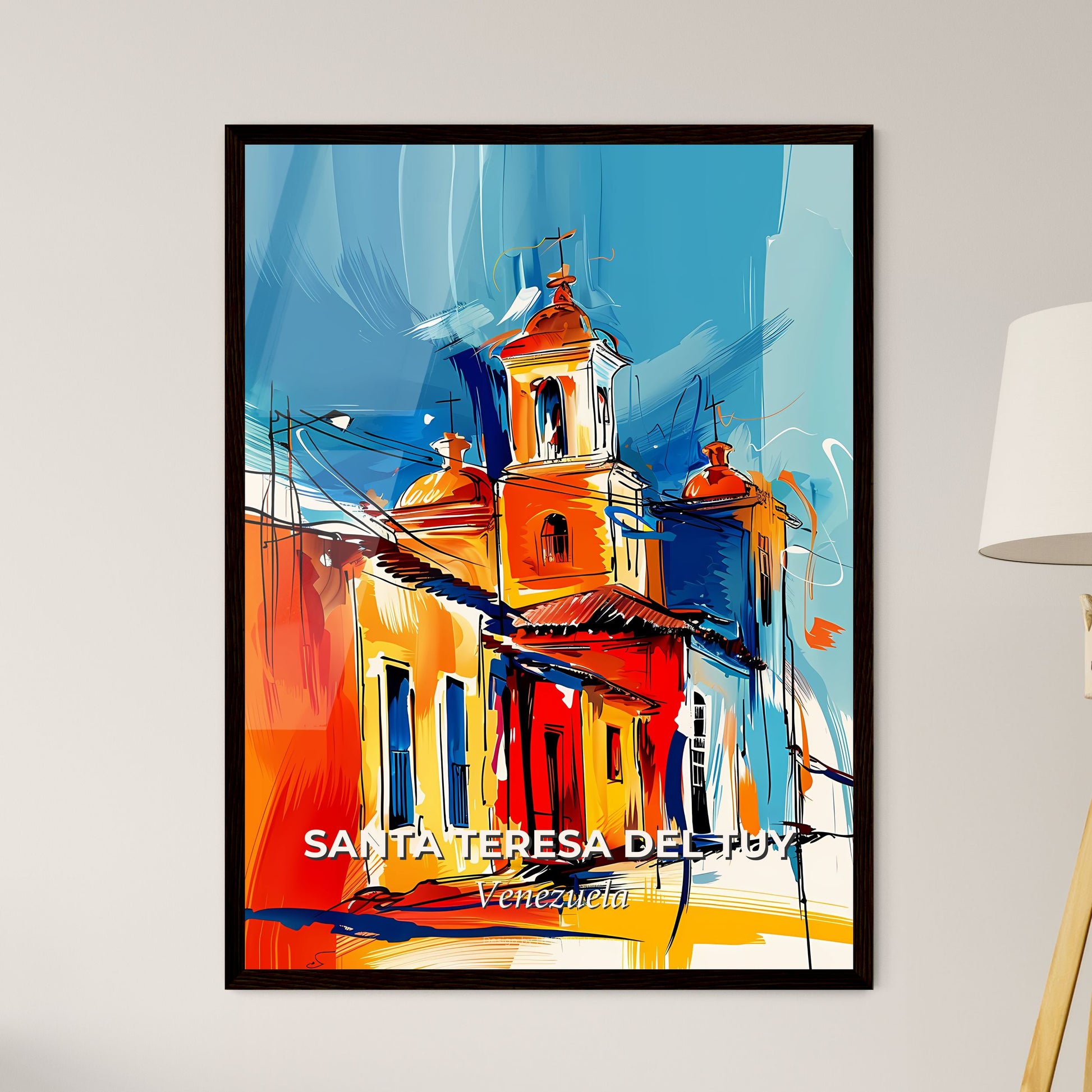 Vibrant Santa Teresa Del Tuy, Venezuela - A Painting Of A Building