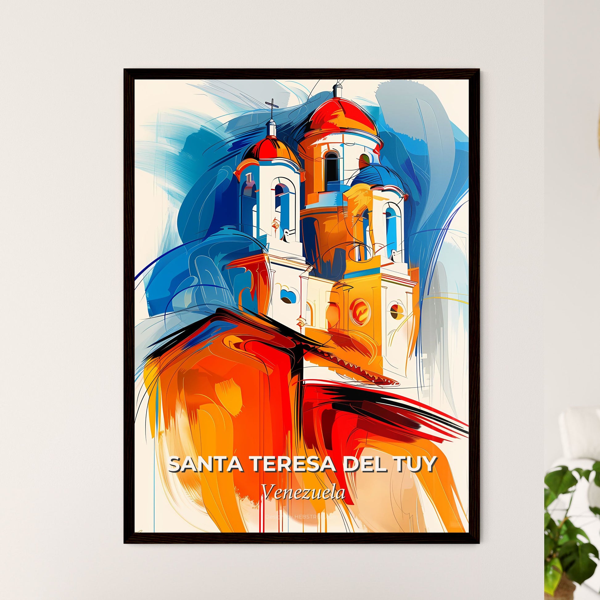 Vibrant Santa Teresa Del Tuy, Venezuela - A Painting Of A Building With A Colorful Background