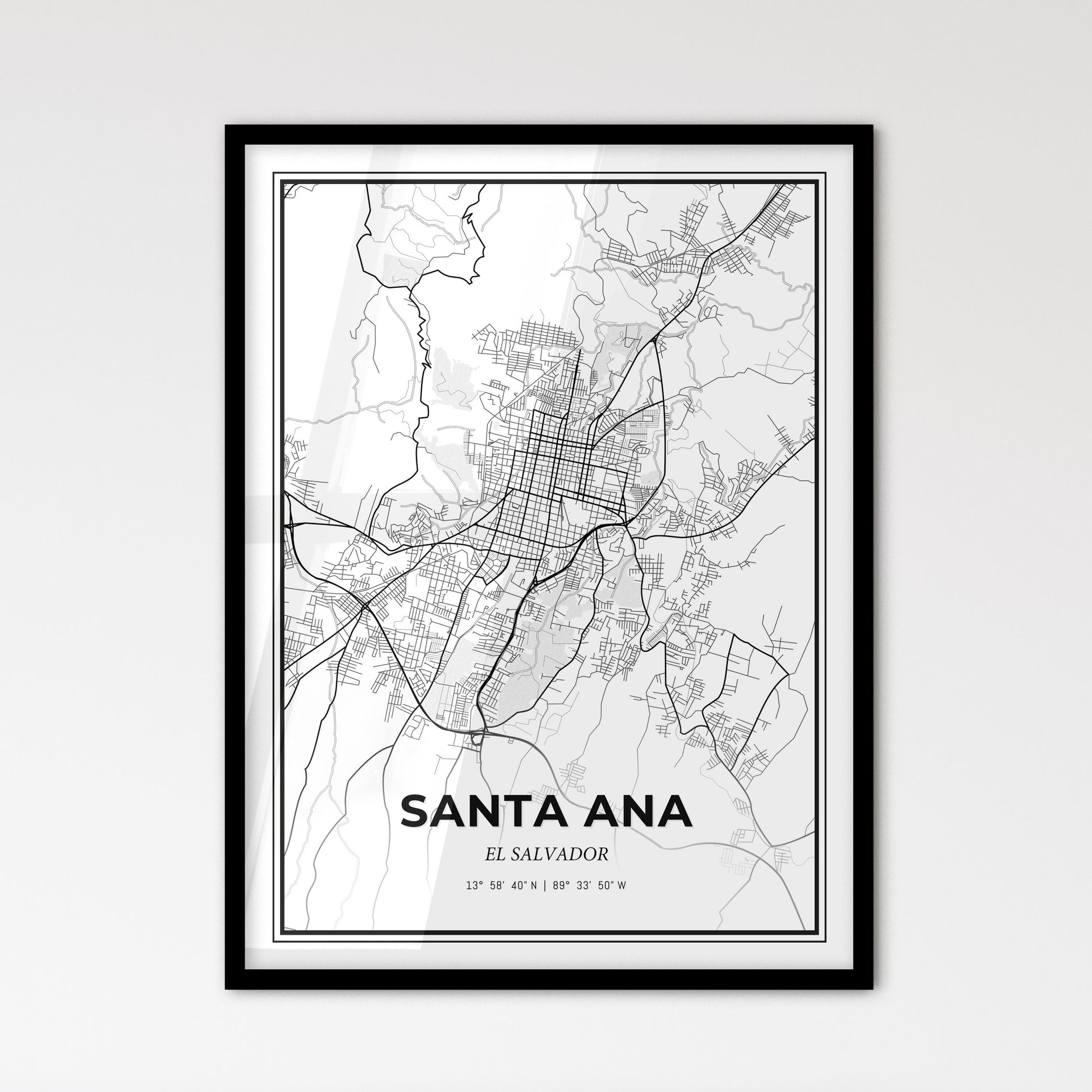 Santa Ana El Salvador - Scandinavian Style City Map for Modern Home Decor