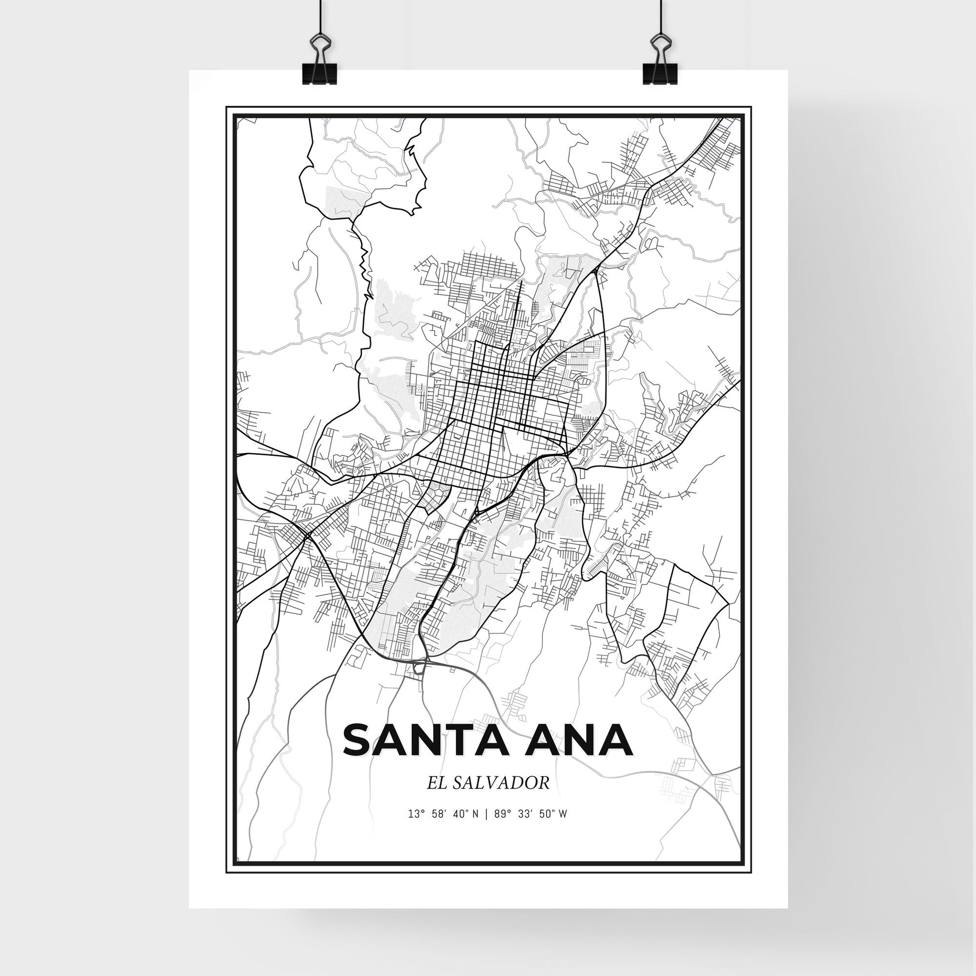 Santa Ana El Salvador - Premium City Map Poster