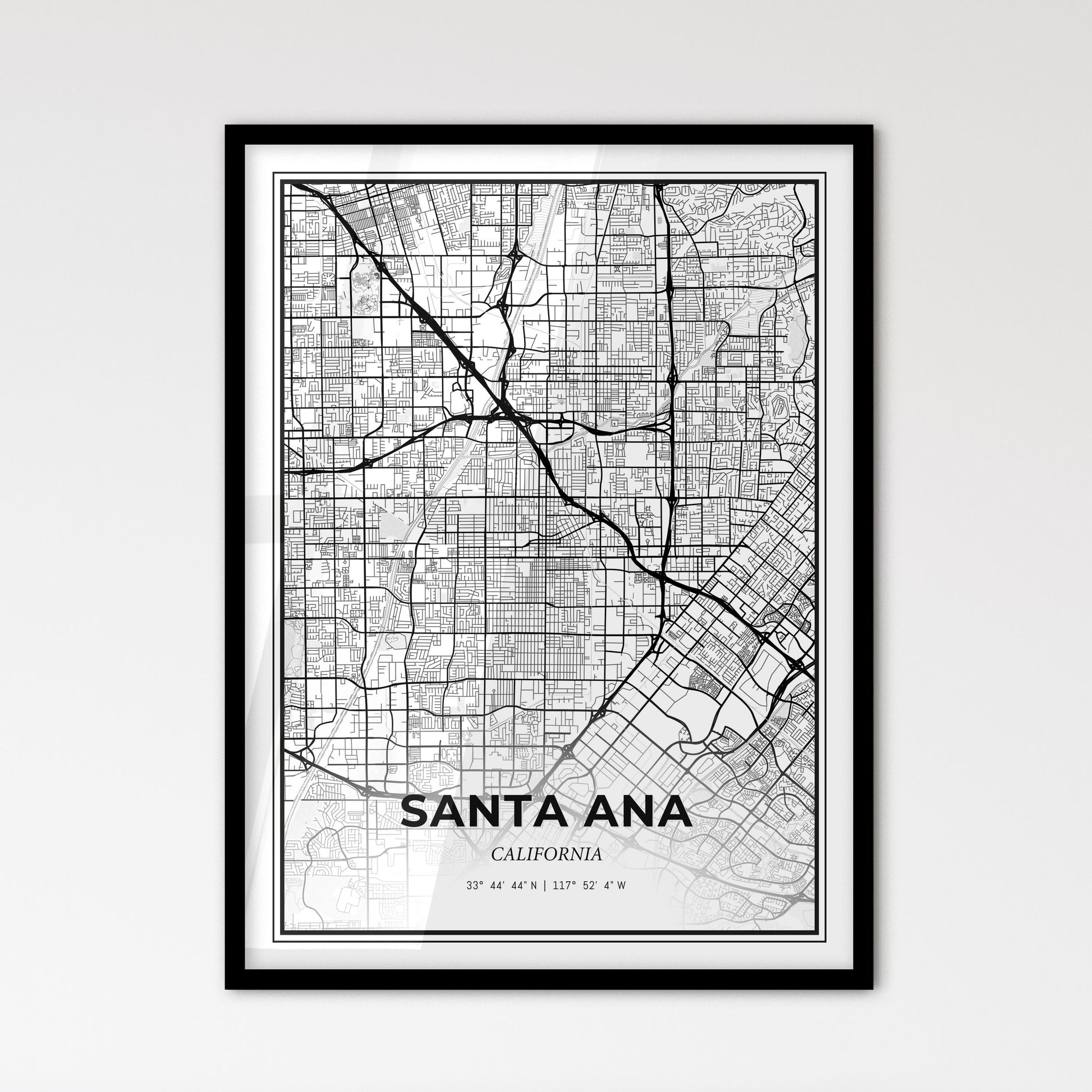 Santa Ana California - Scandinavian Style City Map for Modern Home Decor