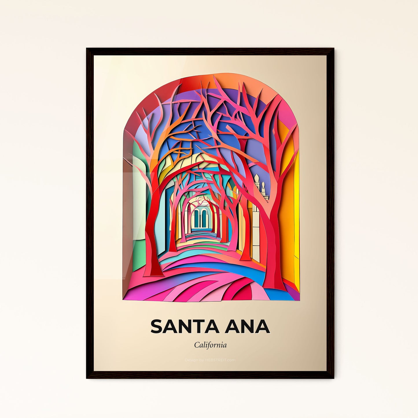 Vivid Santa Ana, California - a colorful paper cut of a tunnel with trees