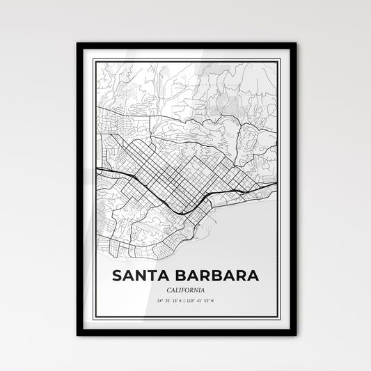 Santa Barbara California - Scandinavian Style City Map for Modern Home Decor