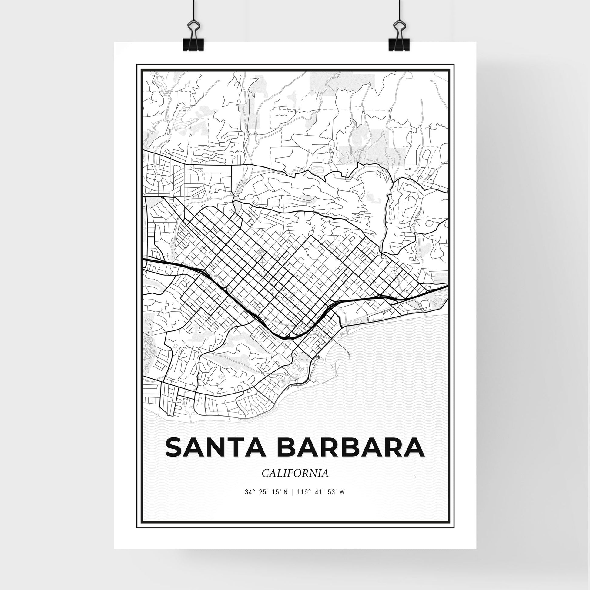 Santa Barbara California - Premium City Map Poster