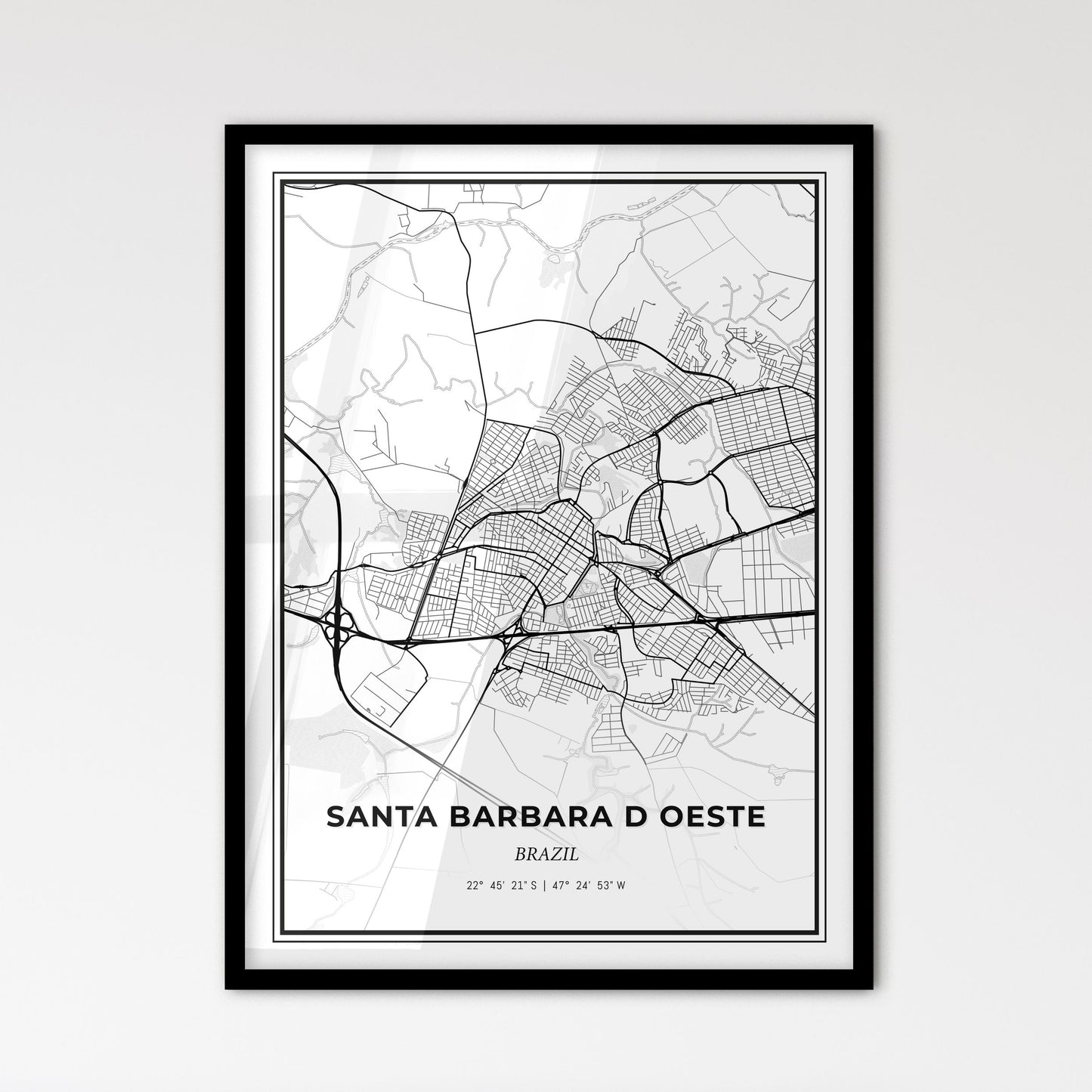 Santa Barbara d Oeste Brazil - Scandinavian Style City Map for Modern Home Decor