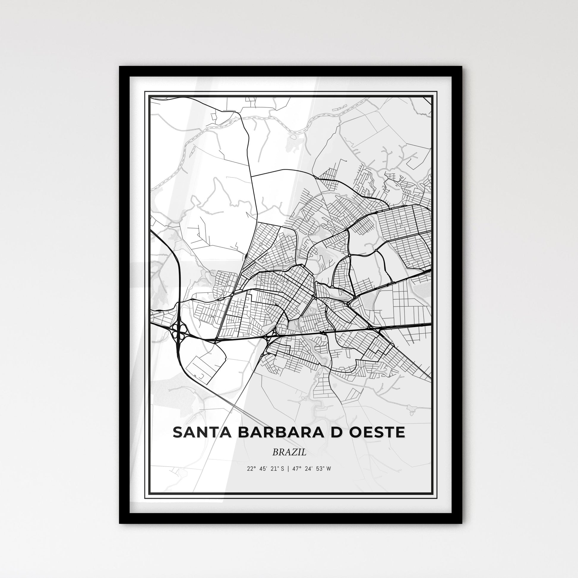 Santa Barbara d Oeste Brazil - Scandinavian Style City Map for Modern Home Decor