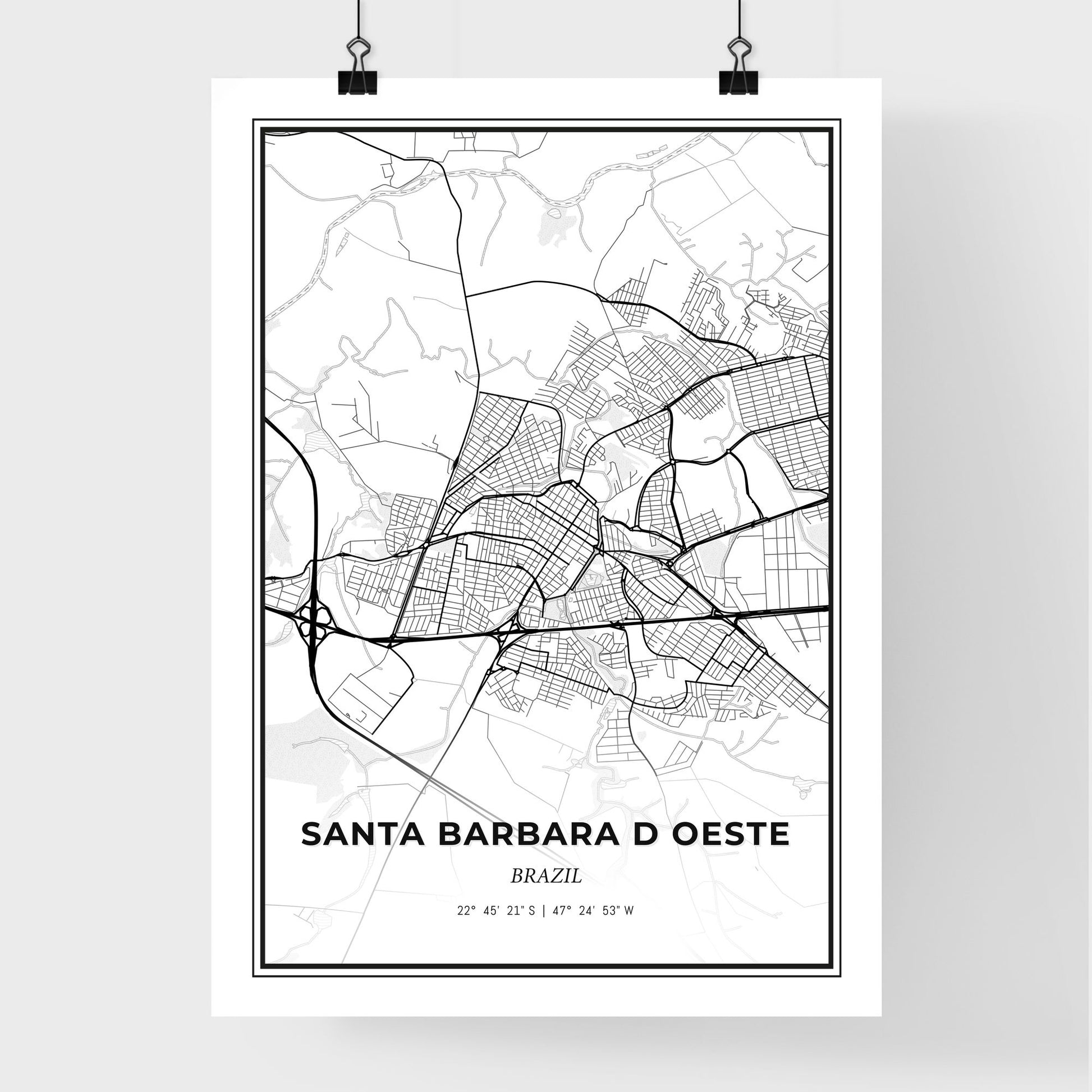 Santa Barbara d Oeste Brazil - Premium City Map Poster